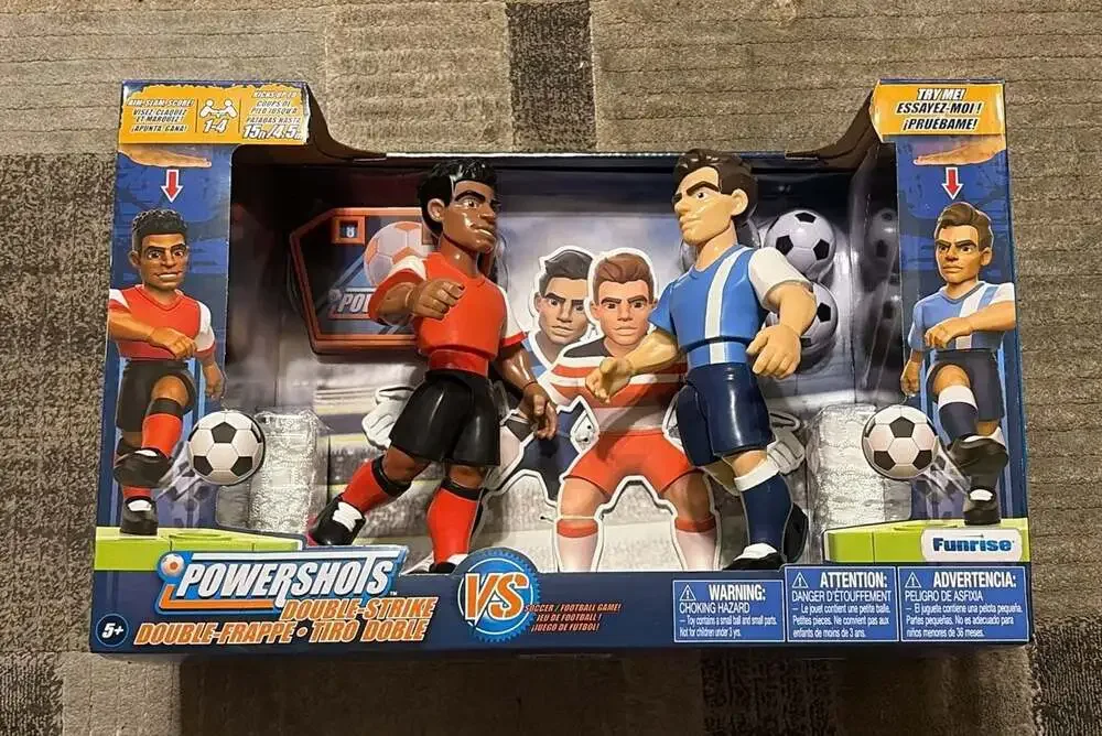 PowerShots Double-Strike Mini Soccer Game Set w/ 4 Figures & 2 Goals New